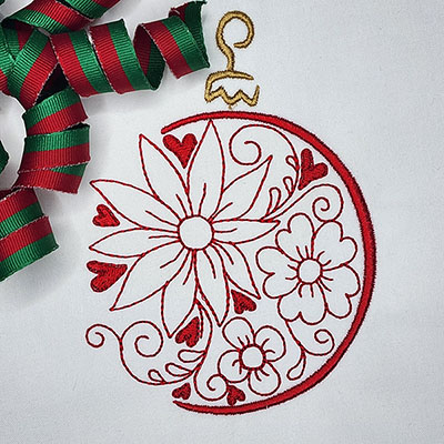 christmas ornament machine embroidery design